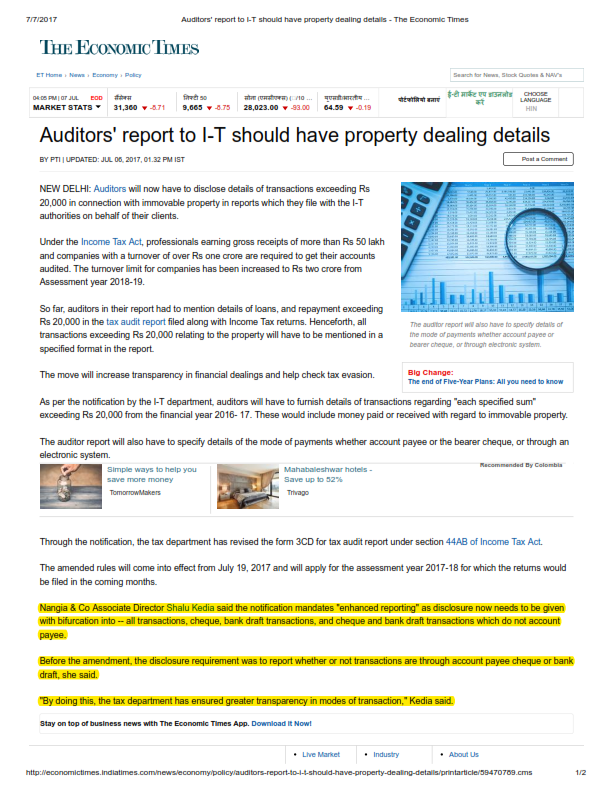 Shalu Kedia - Auditors Report to I-T