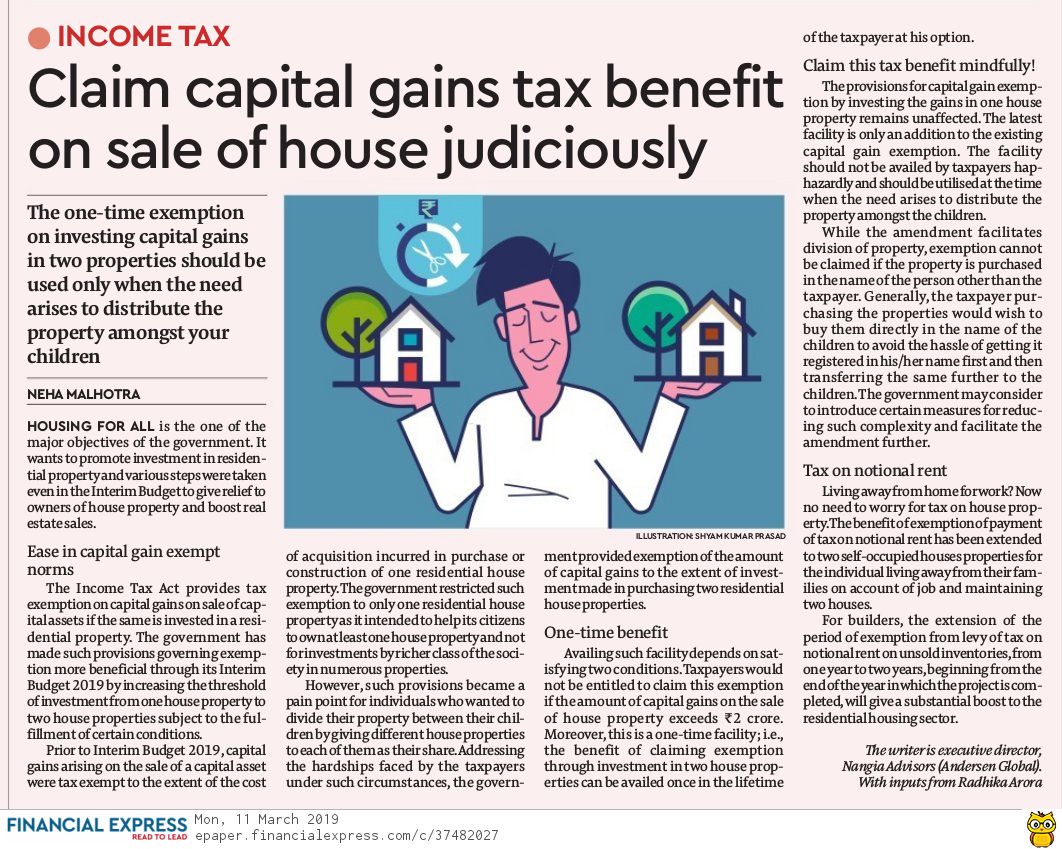 Claim capital gains tax benefit on sale of house judiciously